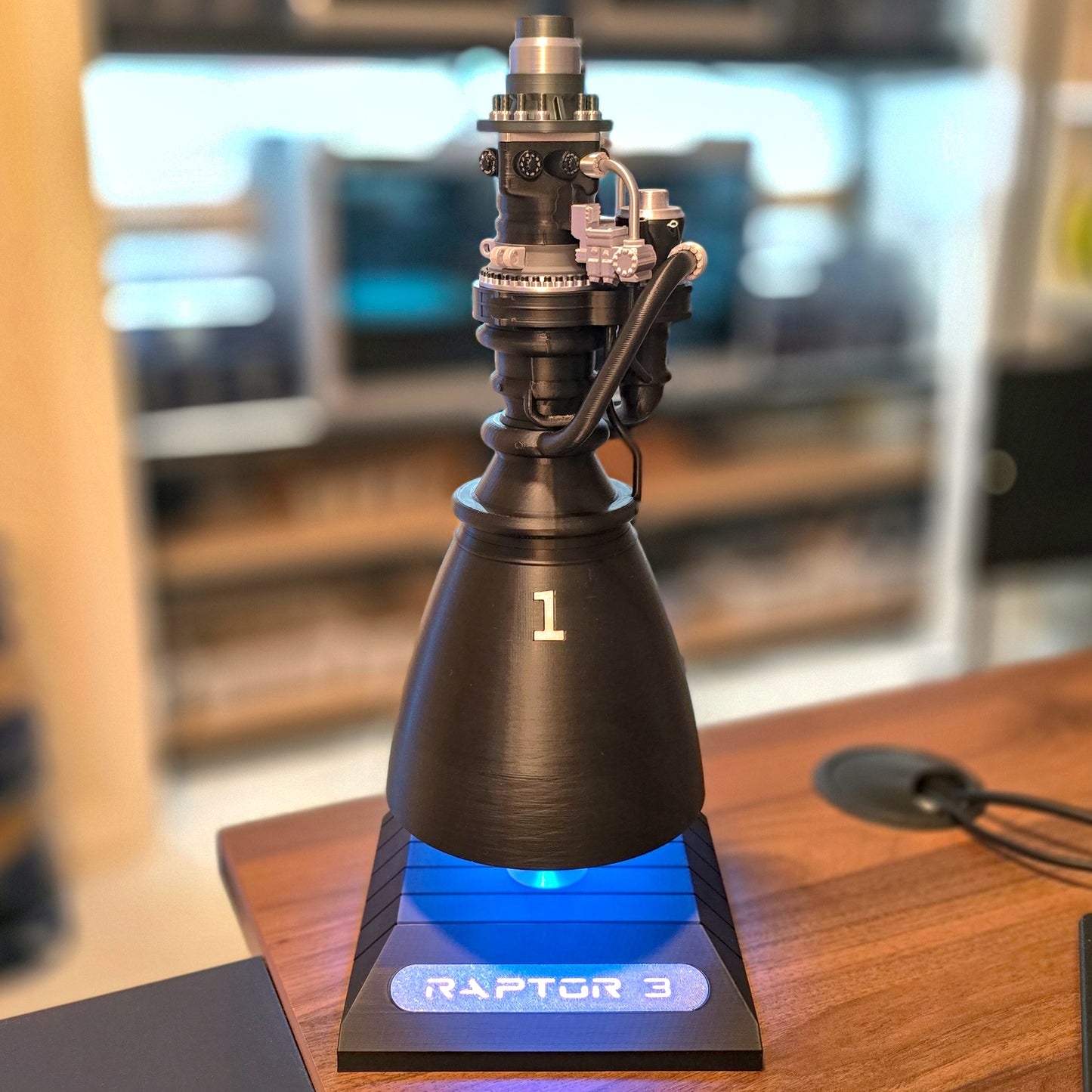 1:10 Scale SpaceX Raptor 3 Rocket Engine with LED Stand