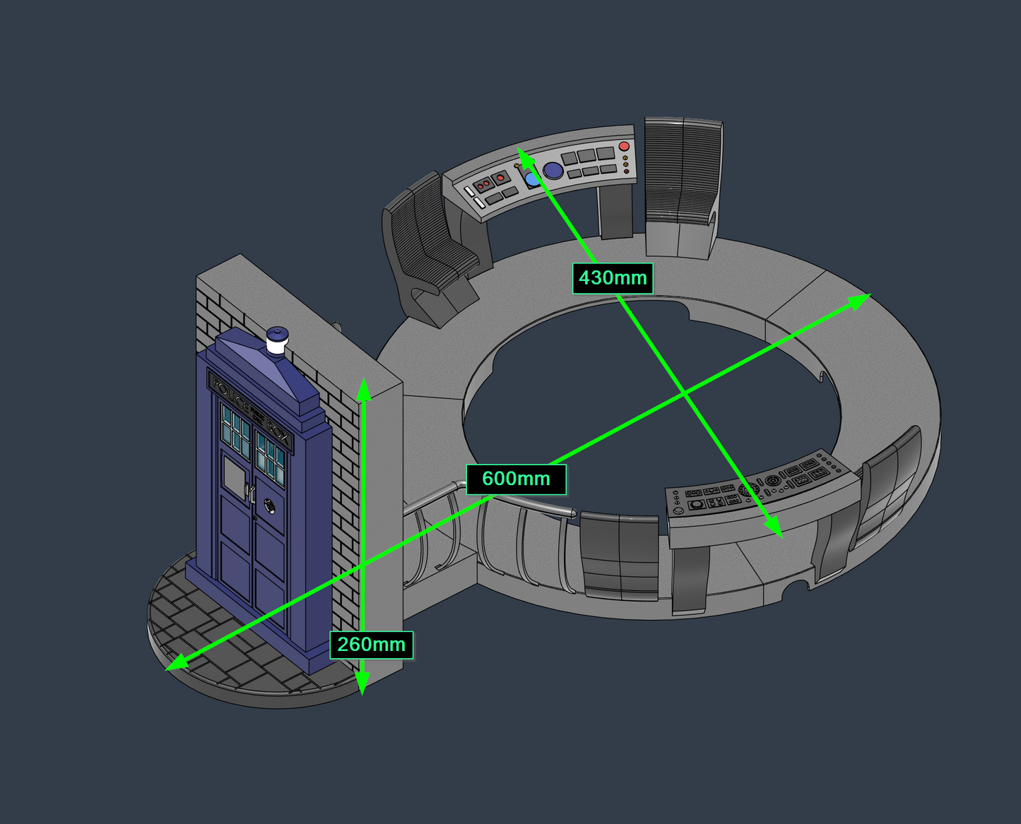 12th Doctor Who TARDIS Console Room Set (5.5" figure scale)